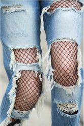 Hosiery Killer Leg Scattered Rhinestone Fishnets